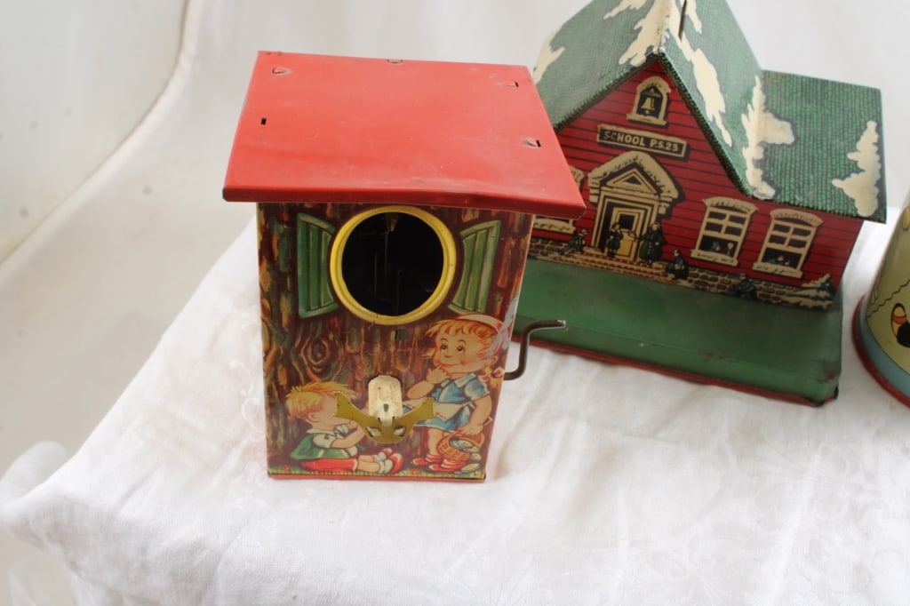 3 Tin Litho Mechanical Banks LBZ Germany, Ohio Art - 5