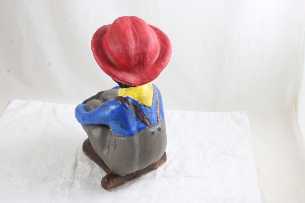 Plaster Black Americana Boy Fishing Figure - 8