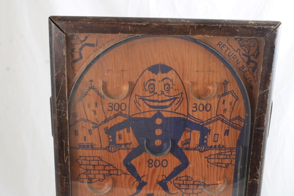 Antique Wood BUMPTY Table Top Pinball Game - 2