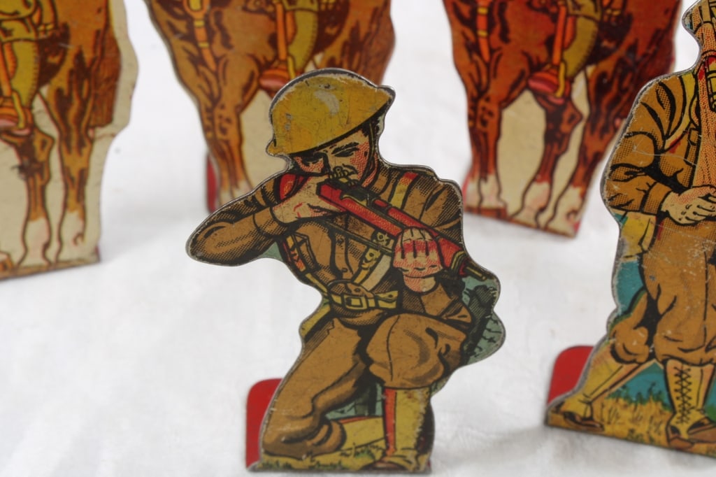 9 Marx WWI Tin Litho Soldiers, Cavalry, Cowboy - 2