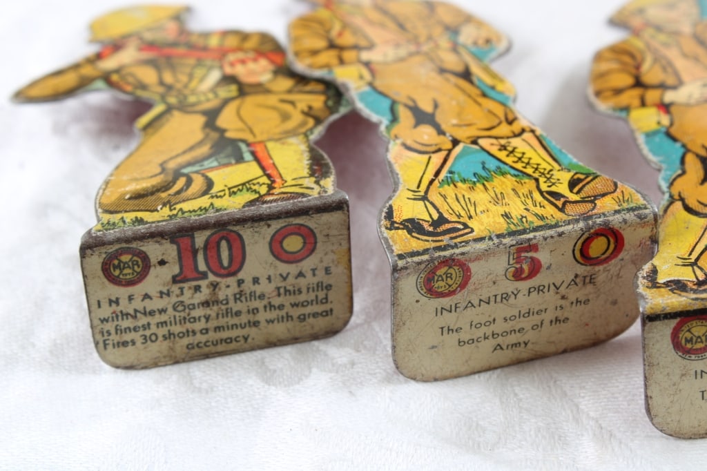 9 Marx WWI Tin Litho Soldiers, Cavalry, Cowboy - 4