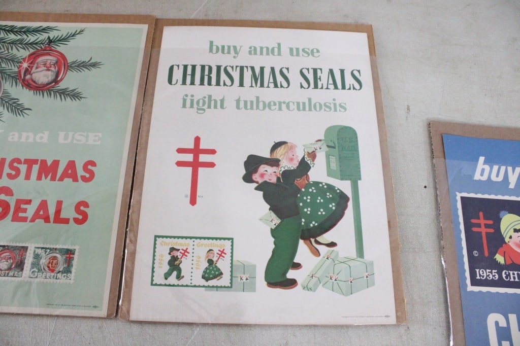 5 Mid-Century Christmas Seal Advertising Posters - 7