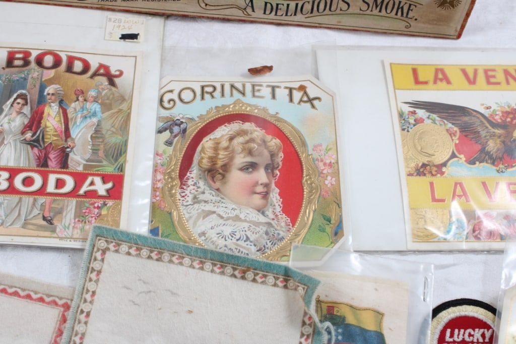 Antique Cigar Store Display Box, Labels, Cloths - 6