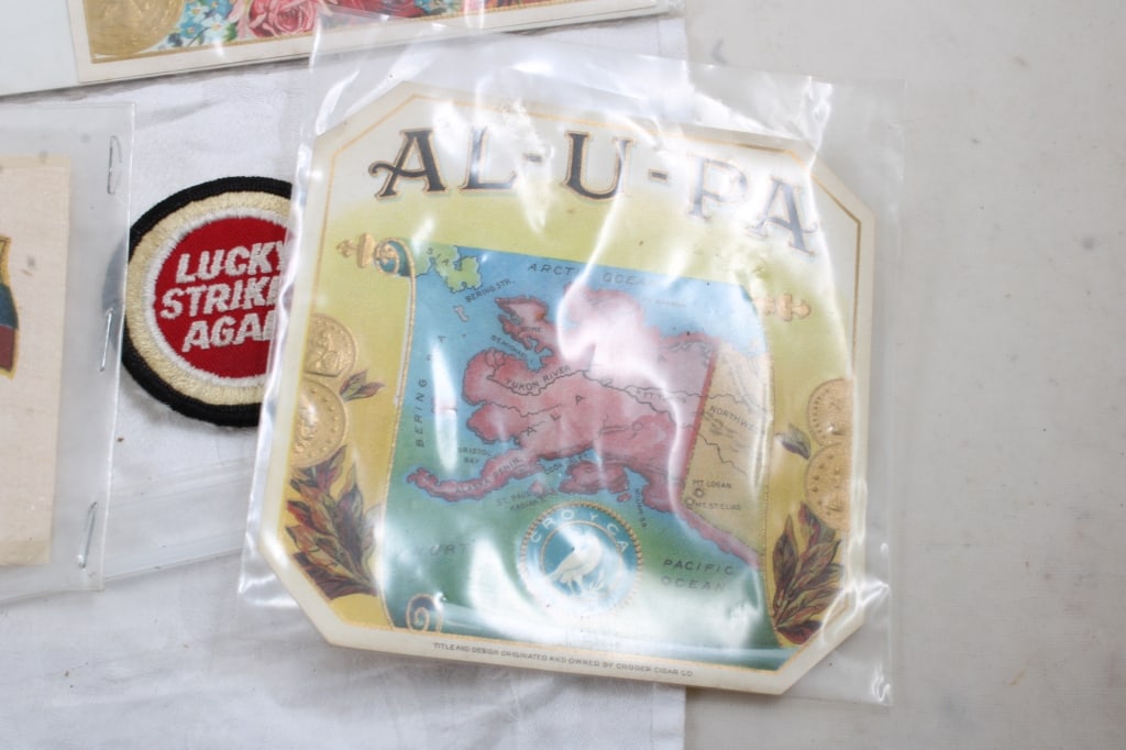 Antique Cigar Store Display Box, Labels, Cloths - 8