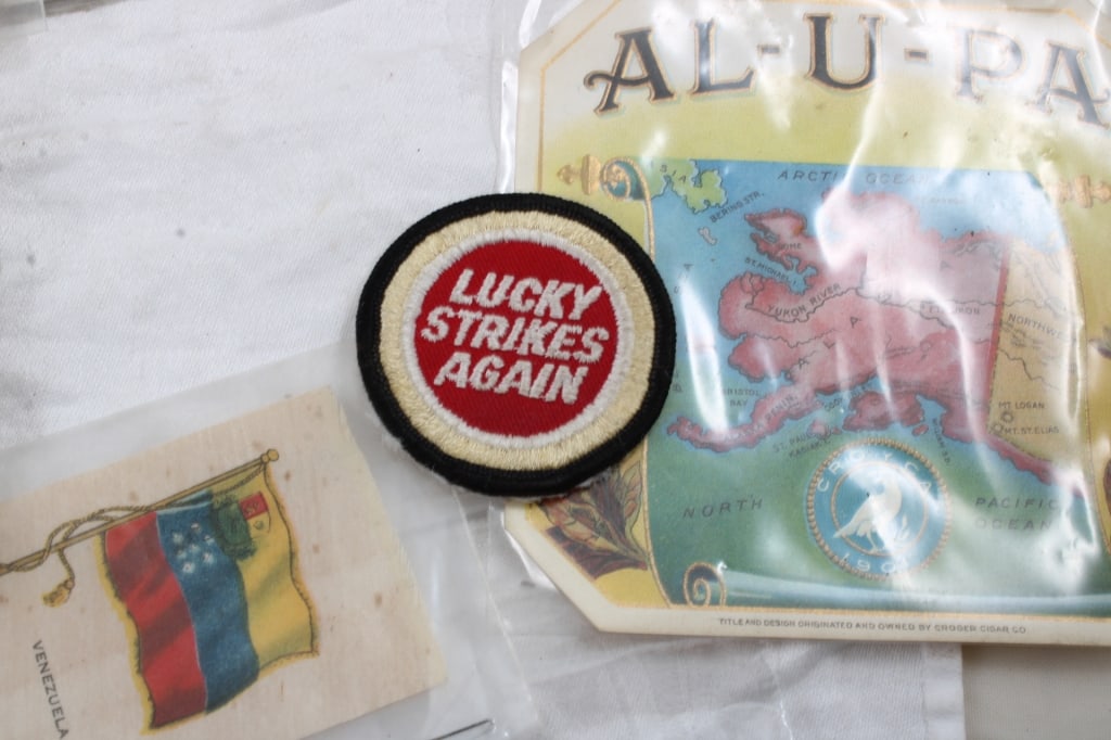 Antique Cigar Store Display Box, Labels, Cloths - 9