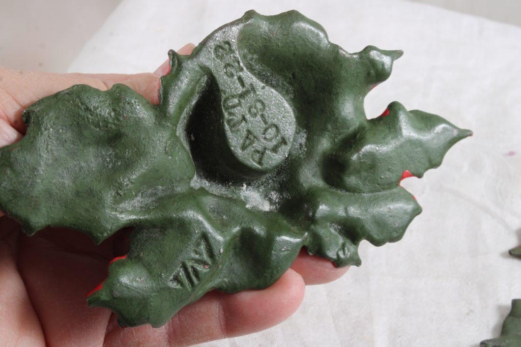 2 Cast Iron Poinsettia Candleholders Date 1922 - 9