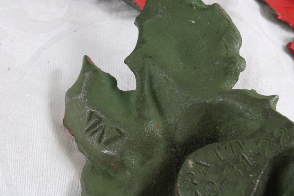 3 Cast Iron Poinsettia Candleholders Date 1922 - 5