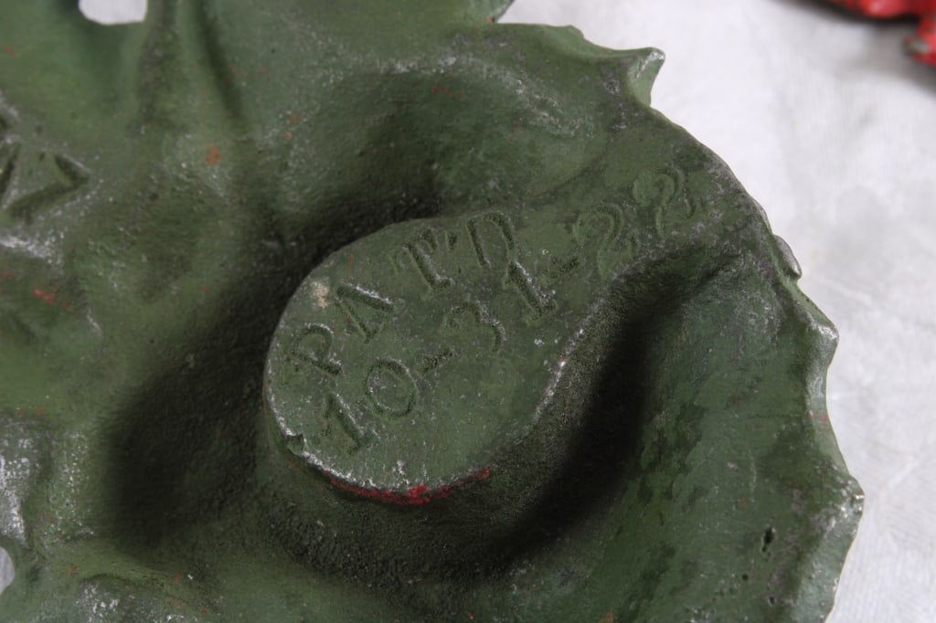 3 Cast Iron Poinsettia Candleholders Date 1922 - 7