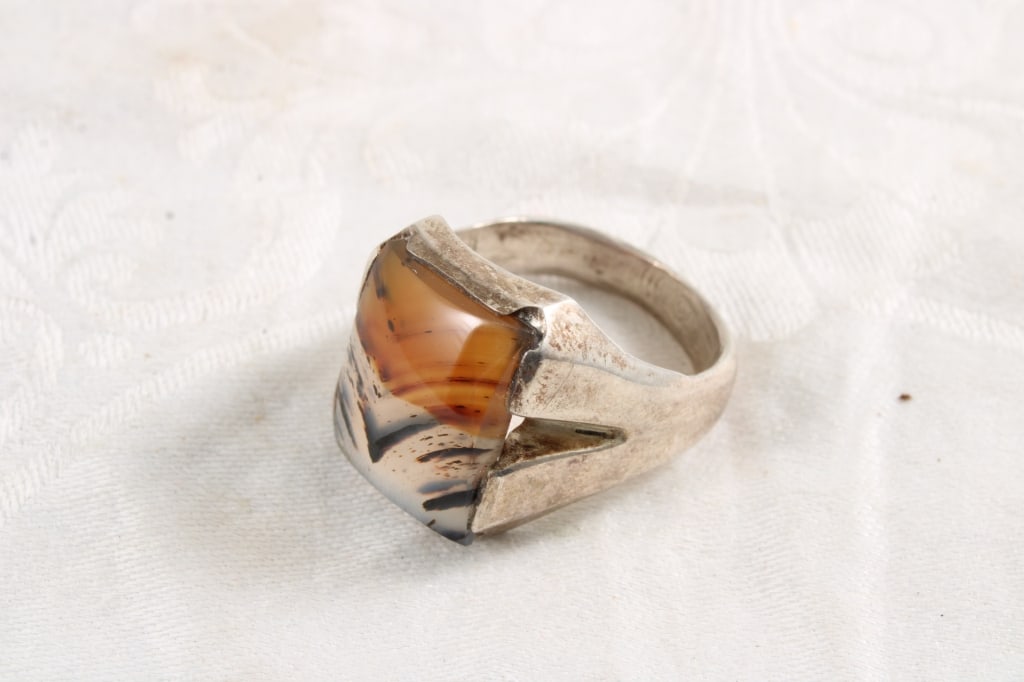 Sterling Silver Agate Dendritic Ring 13.8 Grams (1 of 8)