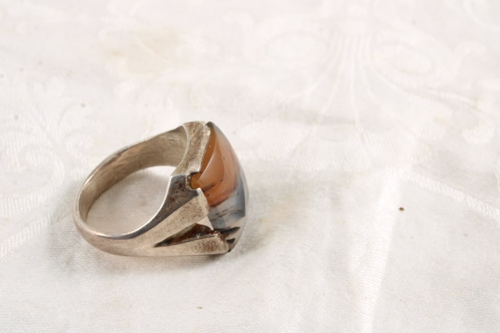 Sterling Silver Agate Dendritic Ring 13.8 Grams - 3