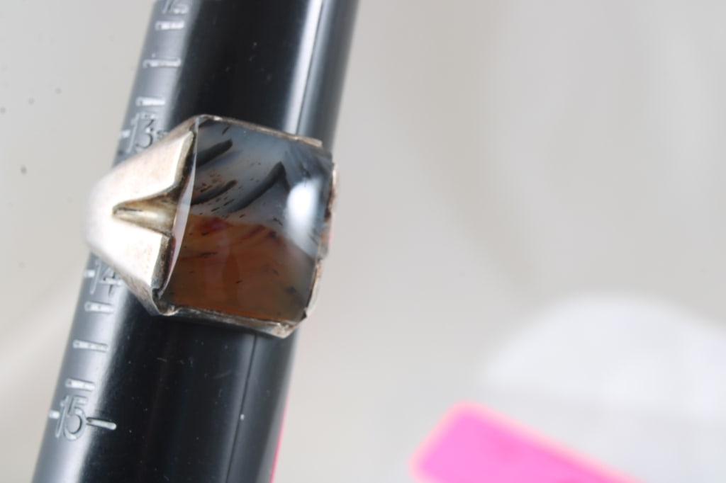 Sterling Silver Agate Dendritic Ring 13.8 Grams - 7