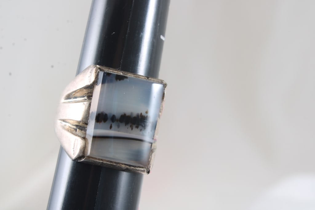 Sterling Silver Agate Dendritic Ring 14.3 Grams - 5