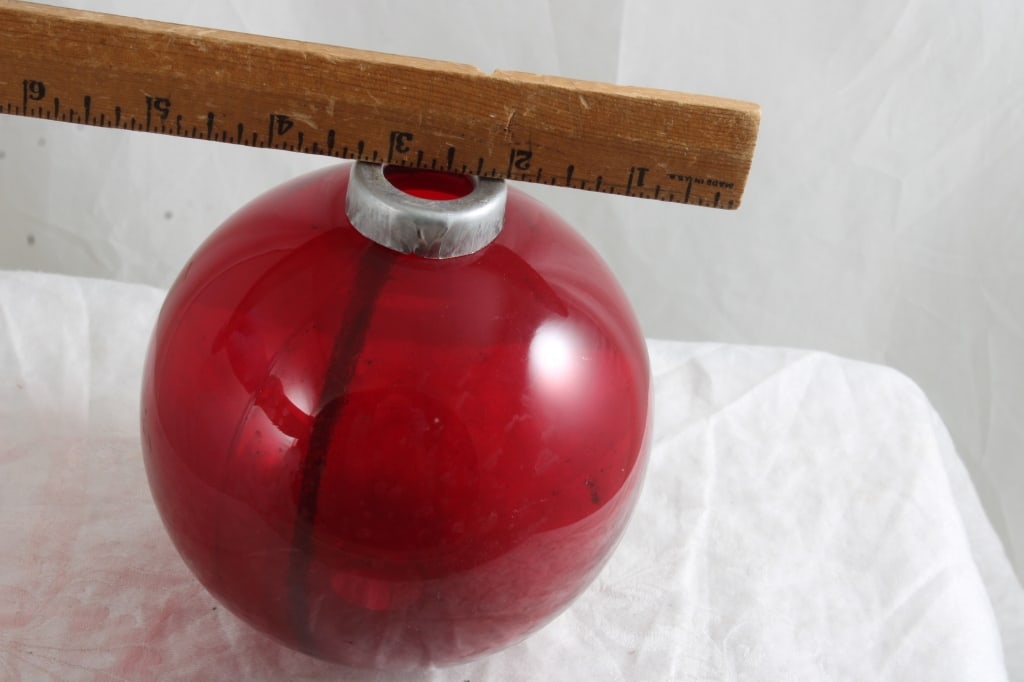 Red Glass Lightning Rod Ball - 11