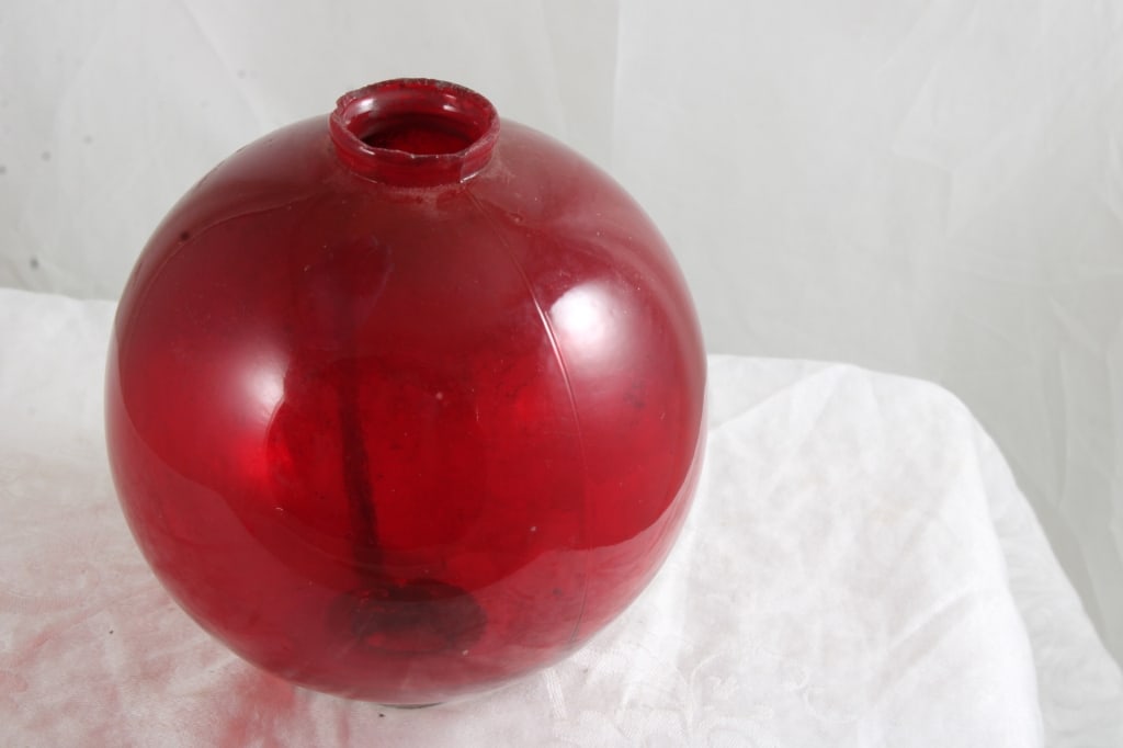 Red Glass Lightning Rod Ball - 2