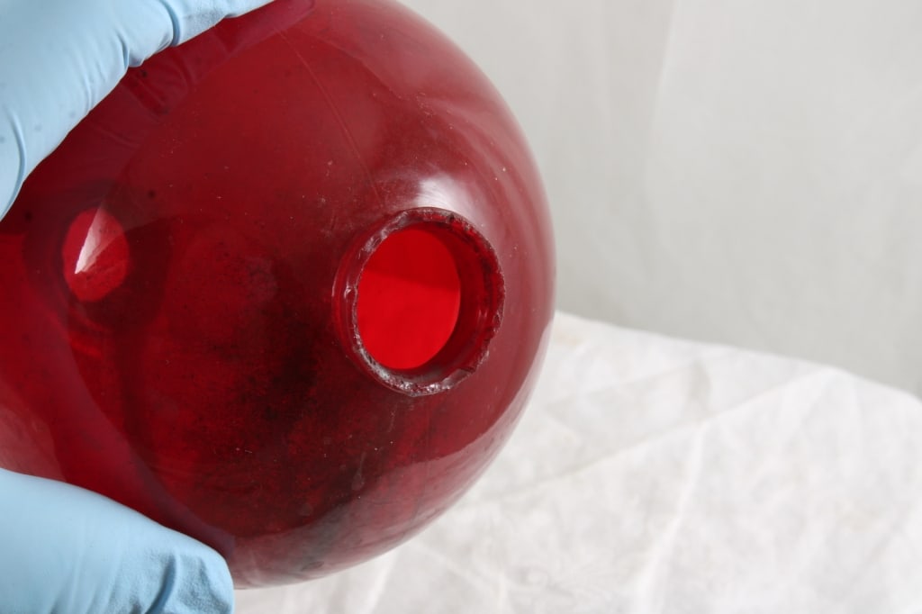 Red Glass Lightning Rod Ball - 7