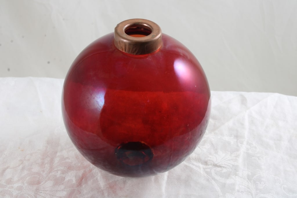 Red Glass Lightning Rod Ball - 2