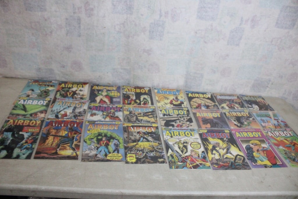 24 Eclipse Air Boy & Reese's Pieces Comic Books: 24 Eclipse Air Boy & Reese's Pieces Comic Books - 23 Air Boy and 1 Reeses Pieces. Lot Size 10" x 7" x 3". 3 Lb. Photos are part of description (Live Auctioneers on displays a max of 20 photos