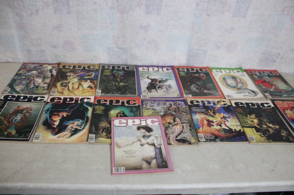 15 EPIC Illustrated Magazines 1980 to 1985: 15 EPIC Illustrated Magazines 1980 to 1985 - Lota Size 11" x 9" x 3". 7 Lbs. Photos are part of description (Live Auctioneers on displays a max of 20 photos -check other polatforms for all photos).