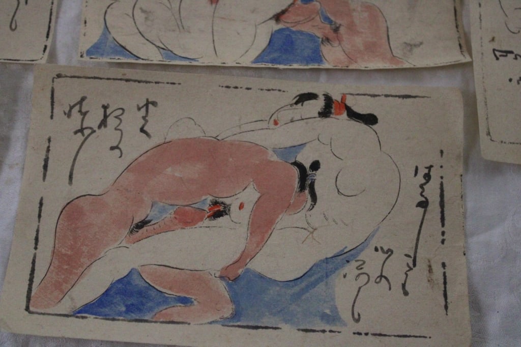 7 Japanese Shunga Erotic Woodblock Prints - 3