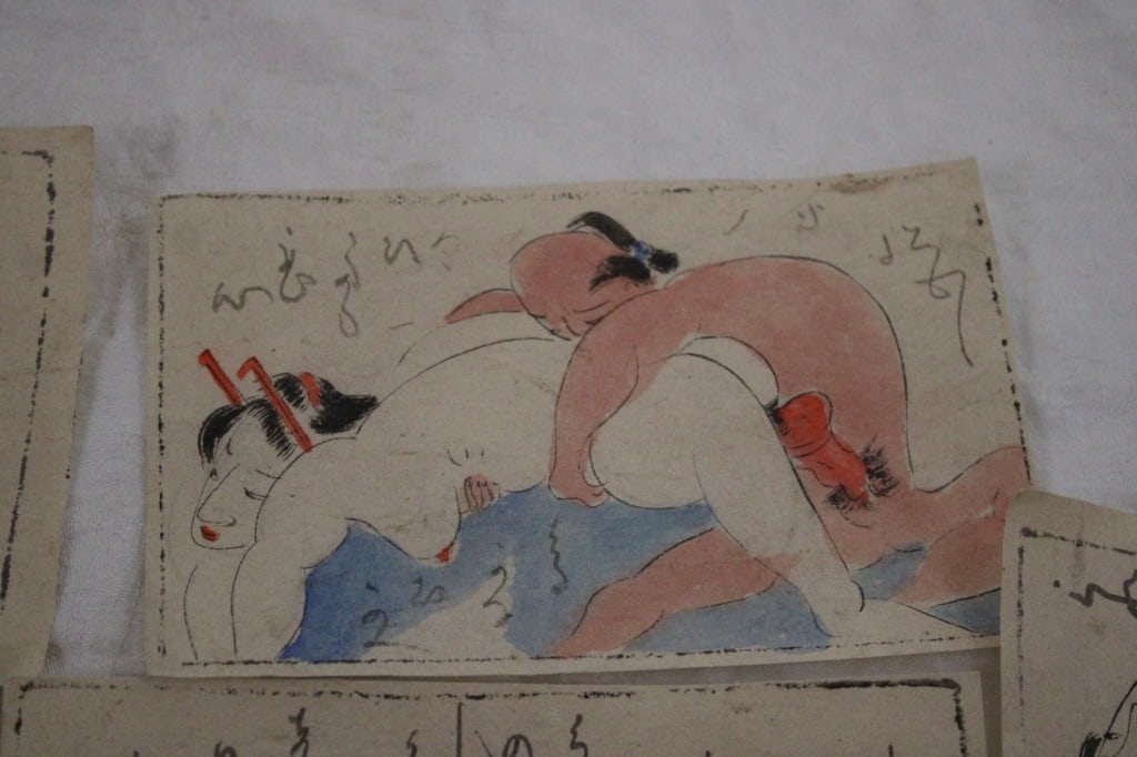 7 Japanese Shunga Erotic Woodblock Prints - 7