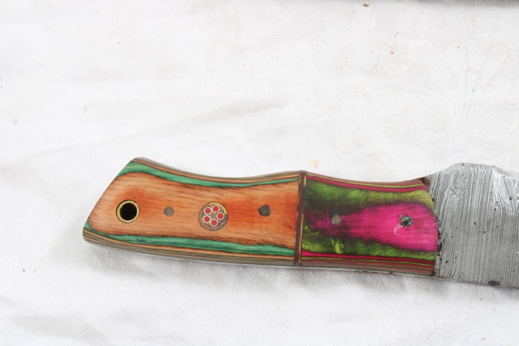 2 Fixed Blade Damascus Custom Made Knives - 5