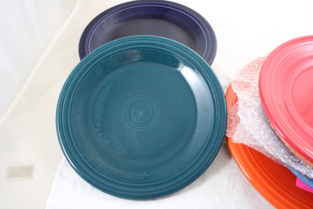 14" Fiesta HLC Chop Plate, 8 10" Dinner Plates - 9