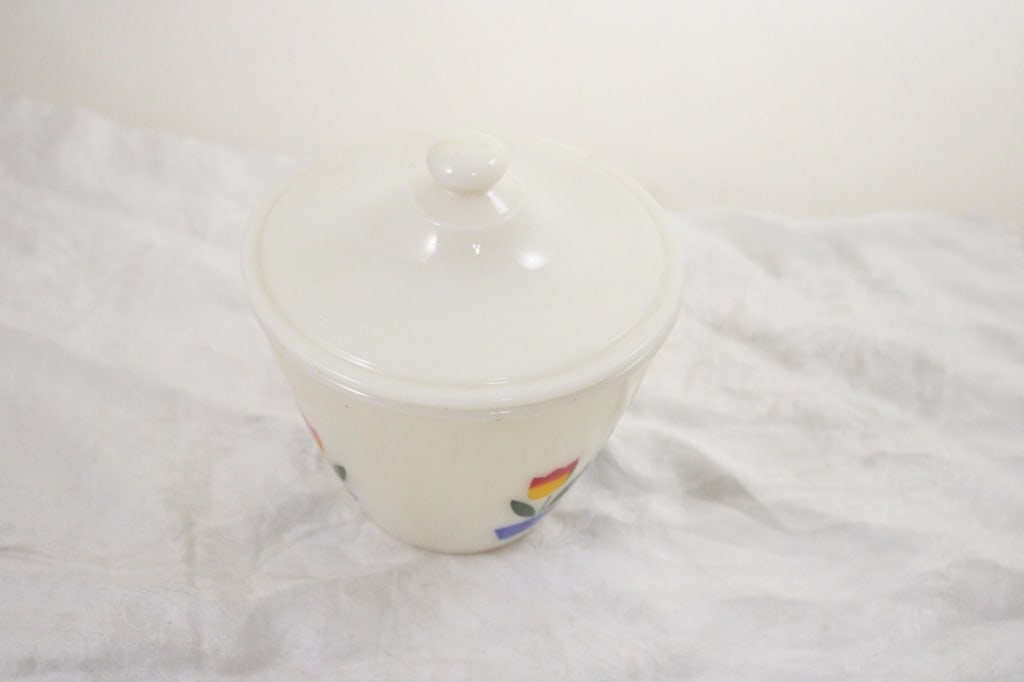 Fire King Tulip Grease Jar with Lid Very Good - 2