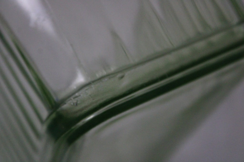 2 Green Uranium Glass Refrigerator Jars - Glows - 7