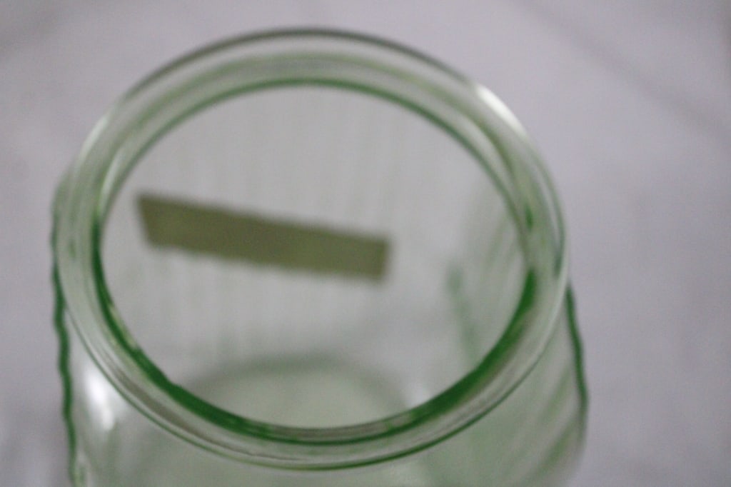 2 Green Uranium Glass Ribbed Canisters -Glows - 15