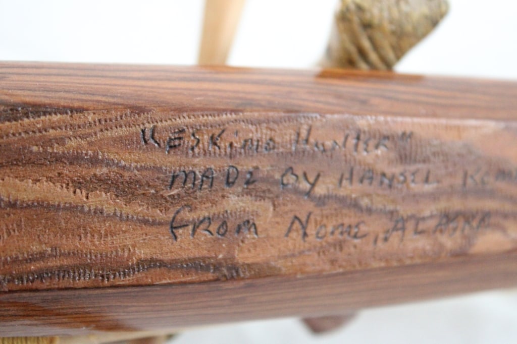 Inuit Wood Kayak w/Stone Hunter Artist Signed - 16