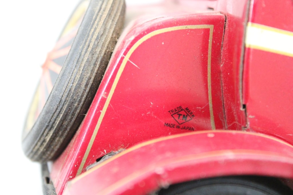 3 Tin Litho Friction Battery Toy Cars & Tractor - 16