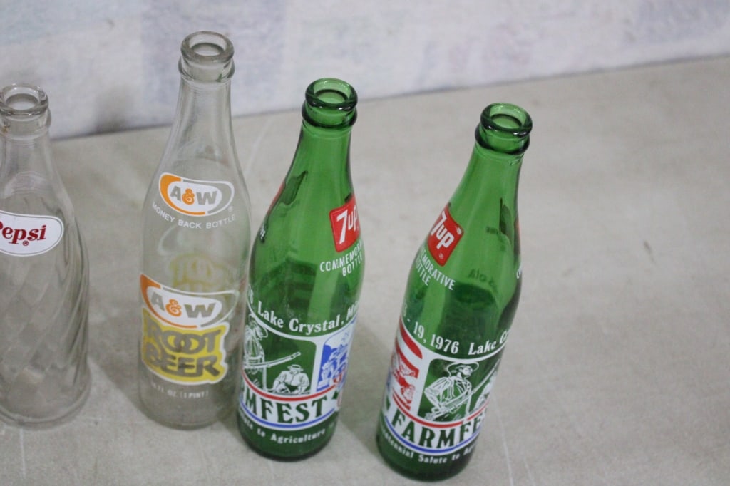 Vintage Soda Bottles 7UP, A&W, Pepsi, Spring Grove - 14