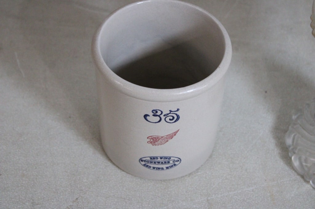 Stoneware Gin Jug, Crock, 2 Kerosene Lamps - 2