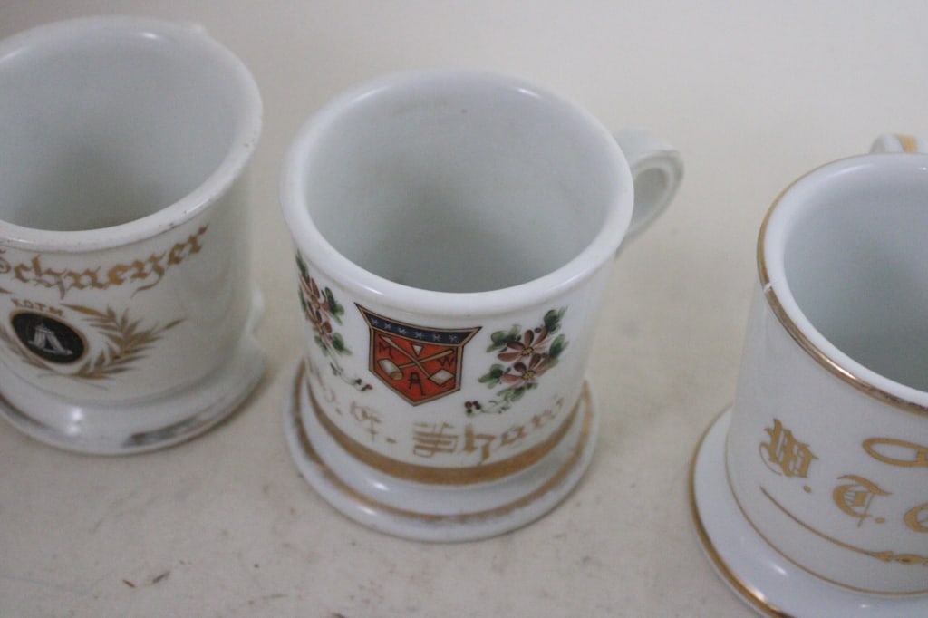 8 Antique Shaving Mugs & Moustache Cups - 16