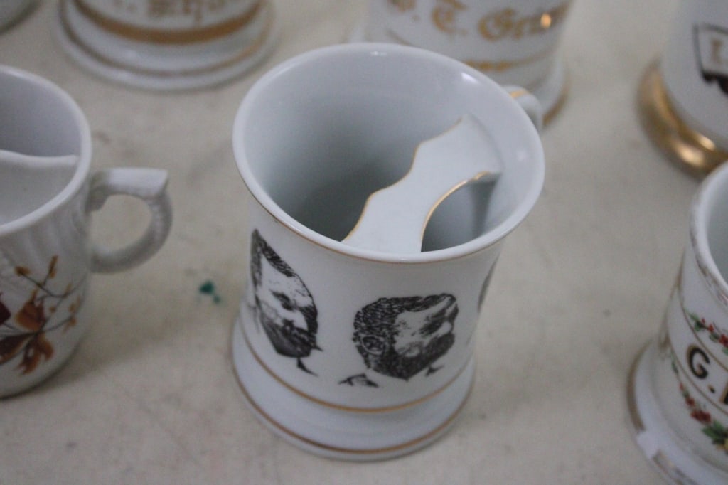 8 Antique Shaving Mugs & Moustache Cups - 4