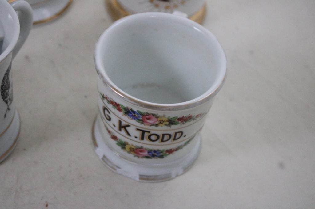 8 Antique Shaving Mugs & Moustache Cups - 5