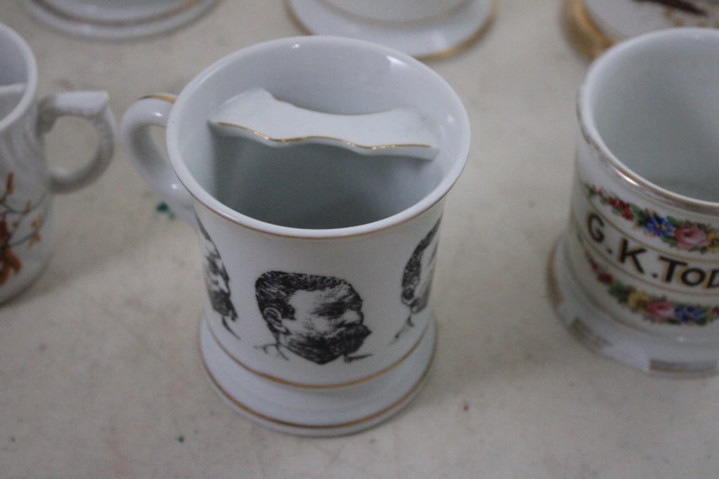 8 Antique Shaving Mugs & Moustache Cups - 7