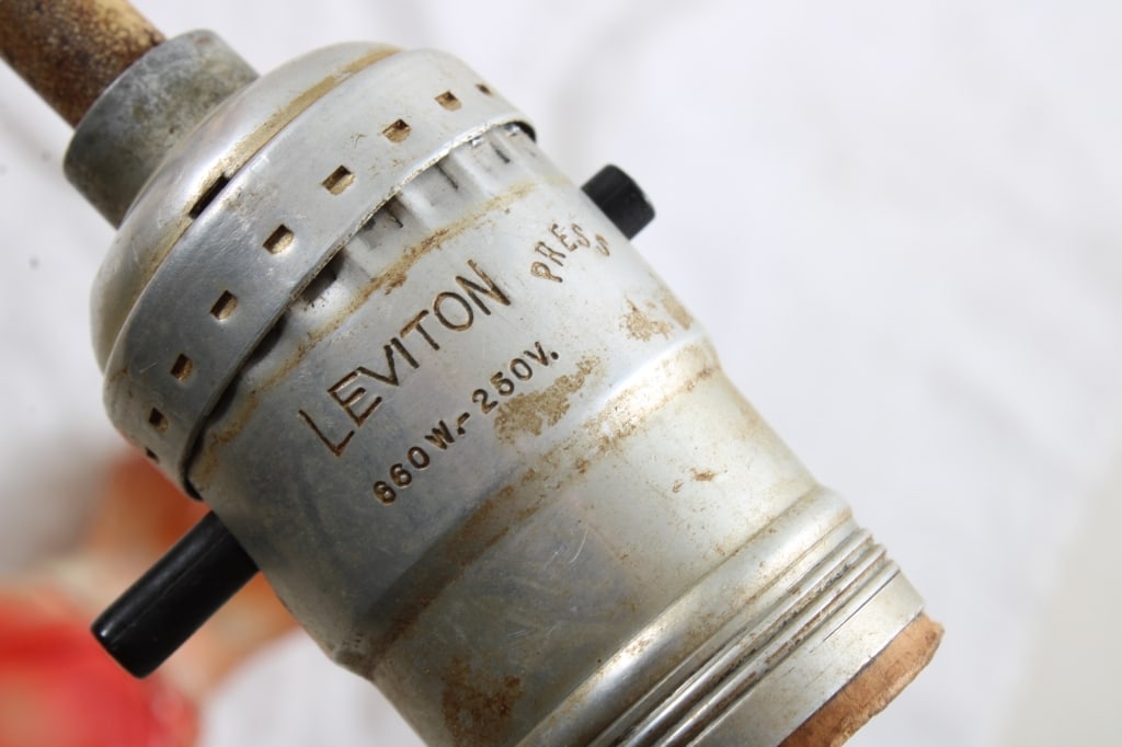 Chalk Ware Cowboy on Horse Lamp Rawhide Shade - 19