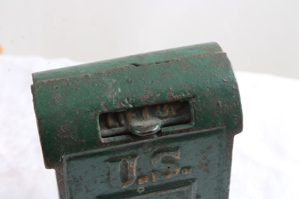 Folk Art Duck Toy & Cast Iron Mail Box Bank - 3