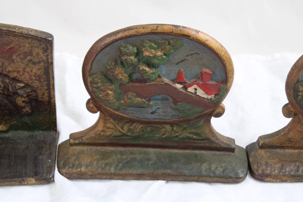 2 Cast Iron Bookends End of Trail, Landscape - 3