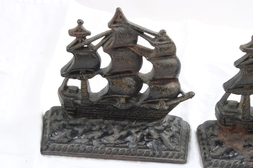 1920's Old Ironsides Ships Cast Iron Bookends - 2