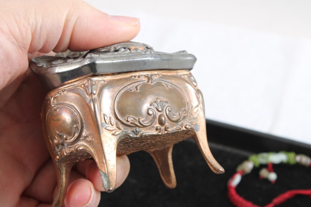 Jewelry Caskets, Jade Bracelet, Sterling Ring - 8