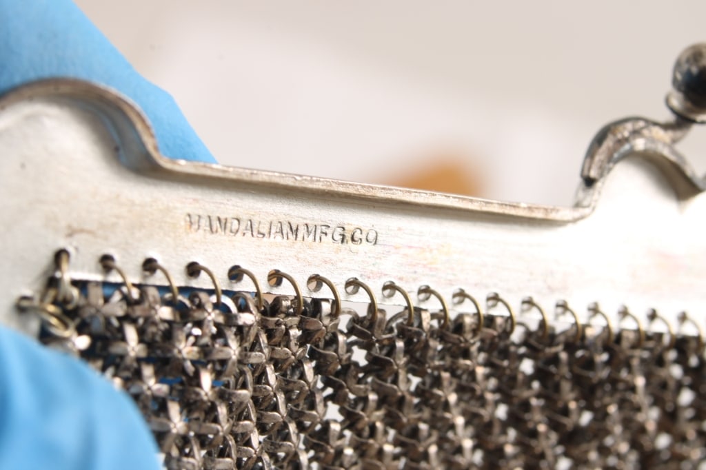 Flapper Chainmail Mesh Purse Black Silver Gold 8" - 12