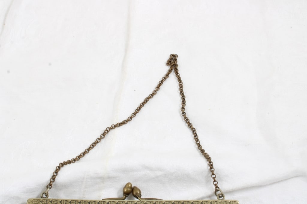 Micro Beaded Flapper Purse 7" Cobalt & Gold - 4