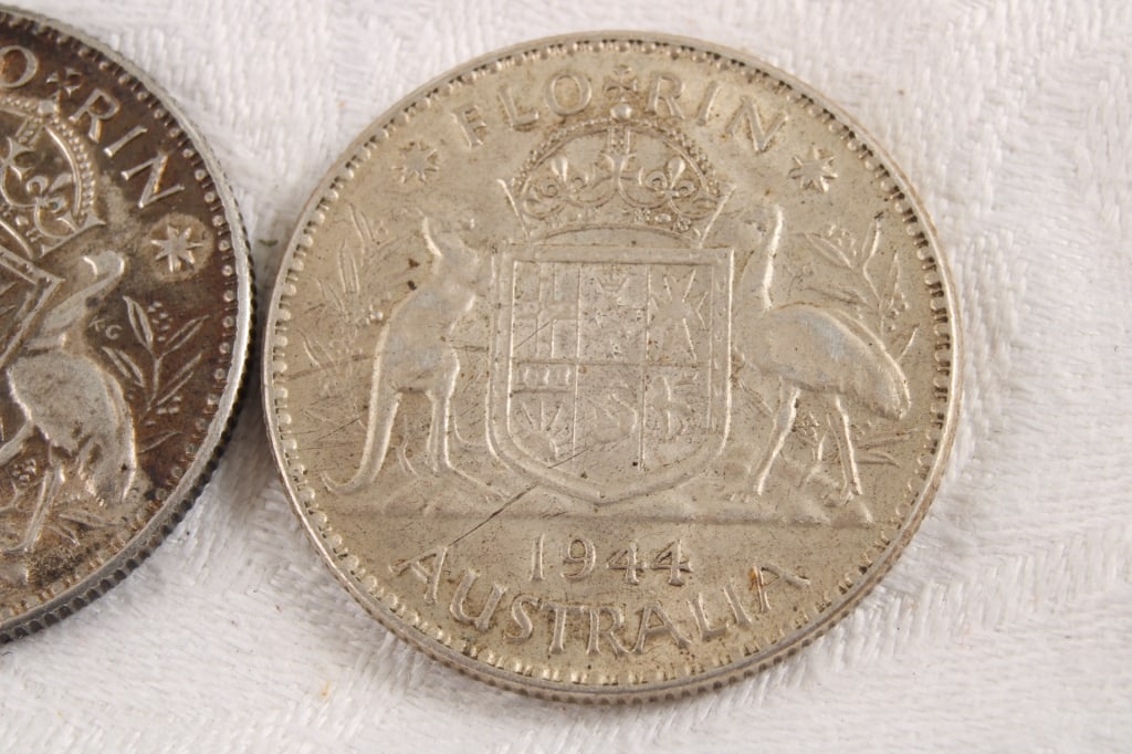 2 Australia 1 Florin Geo. VI Silver Coins - 5