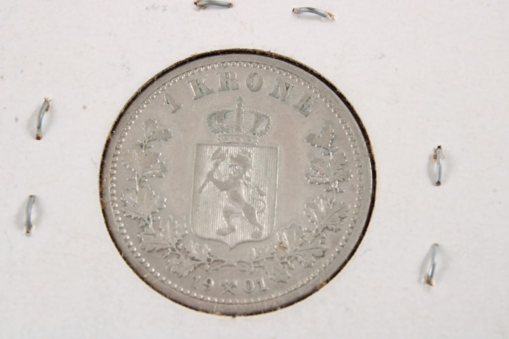 1901 Norway 1 Krone Silver Coin - 3