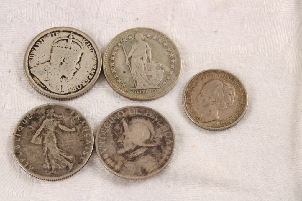 5 Antique Foreign Silver Coins (1 of 7)