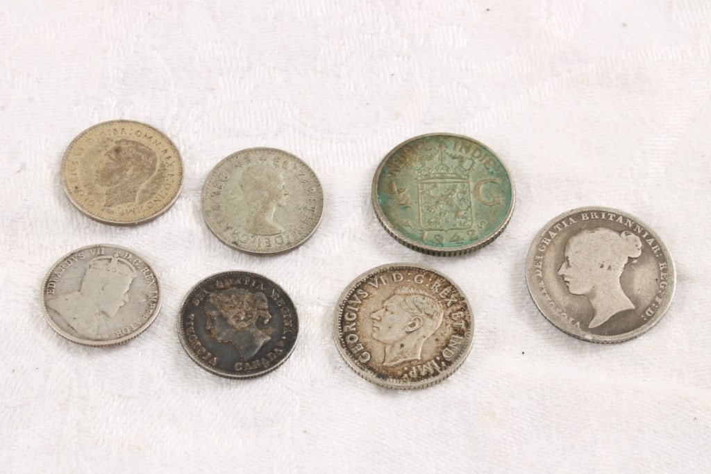 7 Antique Foreign Silver Coins (1 of 9)