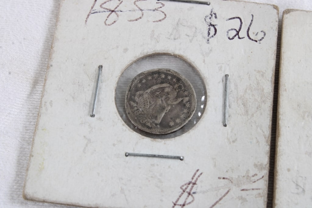 2 1853 United States Seated Liberty Silver Coins - 2