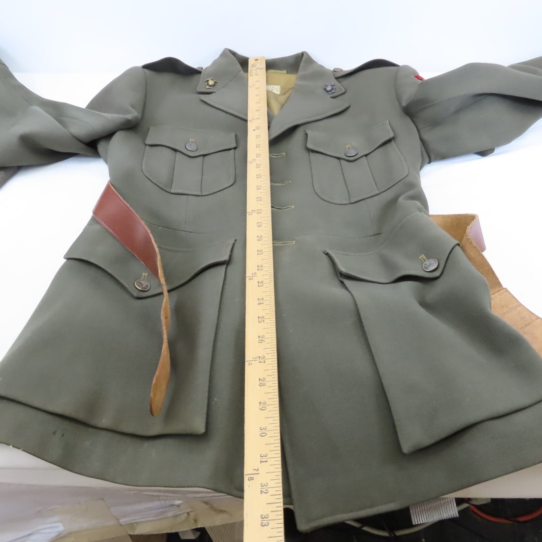WWII Era USMC Dress Green Service Jacket & Caps - 15